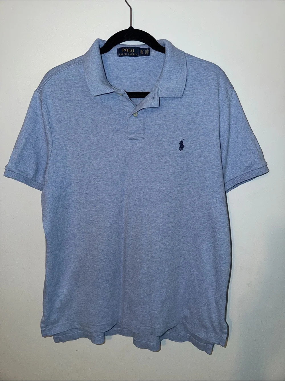 Polo by Ralph Lauren Men's Light Blue Polo with Navy Pony